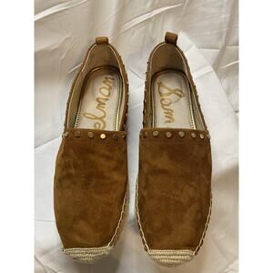 Sam Edelman Khloe Brown Leather Slip On Espadrille Loafers Shoes Women's 9 M